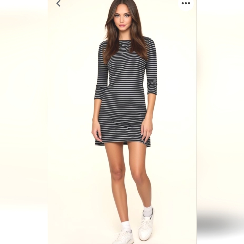 Garnet Hill Black and White Striped Mini Dress